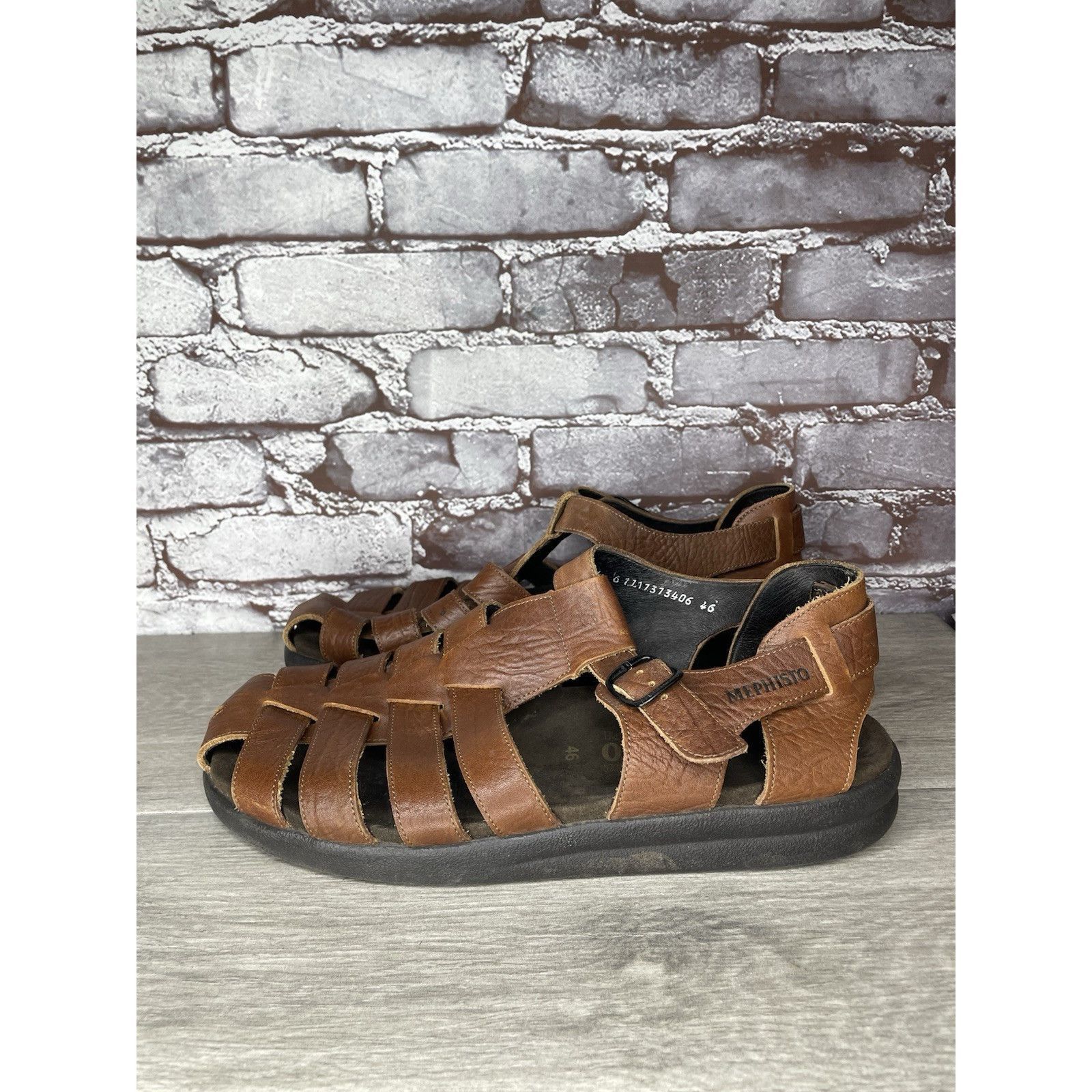 Mephisto MEPHISTO 4x Shock Brown Leather Fisherman Casual Strap Sanda Size US 13 / EU 46 - 16 Thumbnail