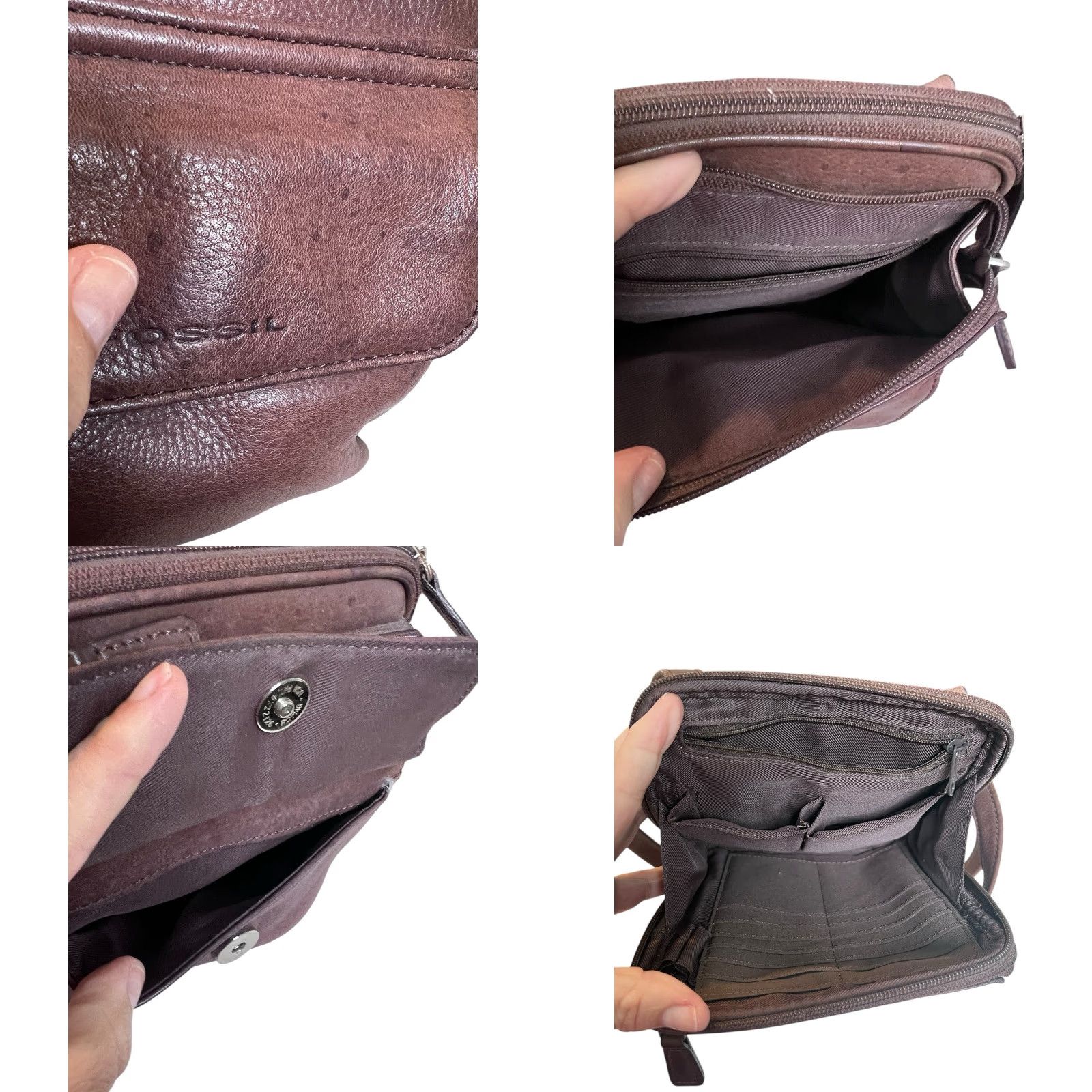 Fossil VINTAGE Fossil Crossbody Organizer Handbag Brown Leather Shoulder Purse Size ONE SIZE - 8 Thumbnail
