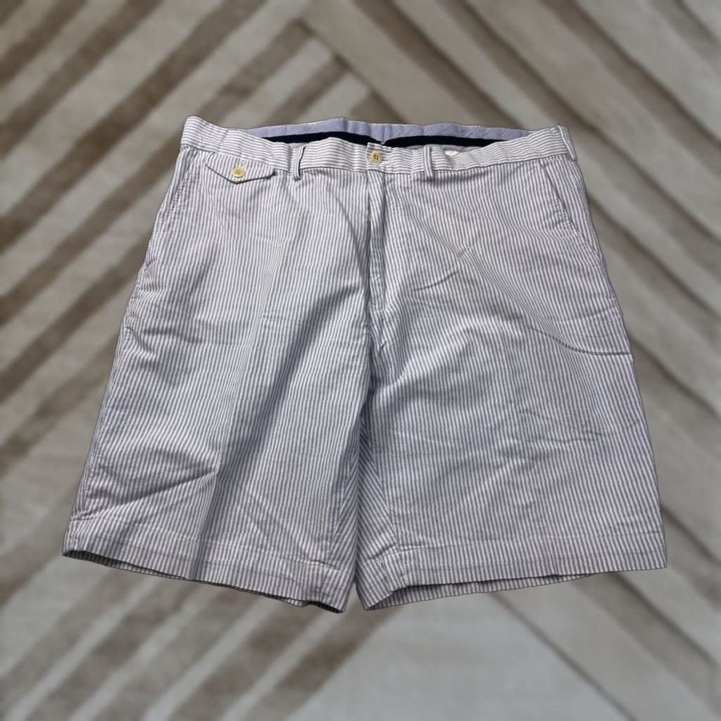 Polo Ralph Lauren Polo Ralph Lauren Shorts Mens 38 Chino Cotton Flat Front Blue White Seersucker Stripe Pockets Mens Size US M / EU 48-50 / 2 - 1 Thumbnail