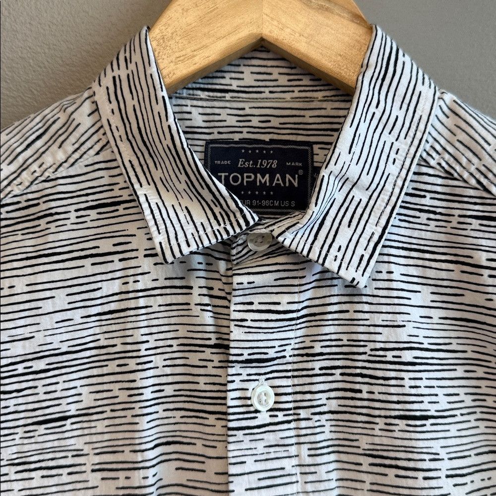 Topman Topman Classic Fit Shirt S Black White Pattern Cotton Short Size US S / EU 44-46 / 1 - 3 Thumbnail