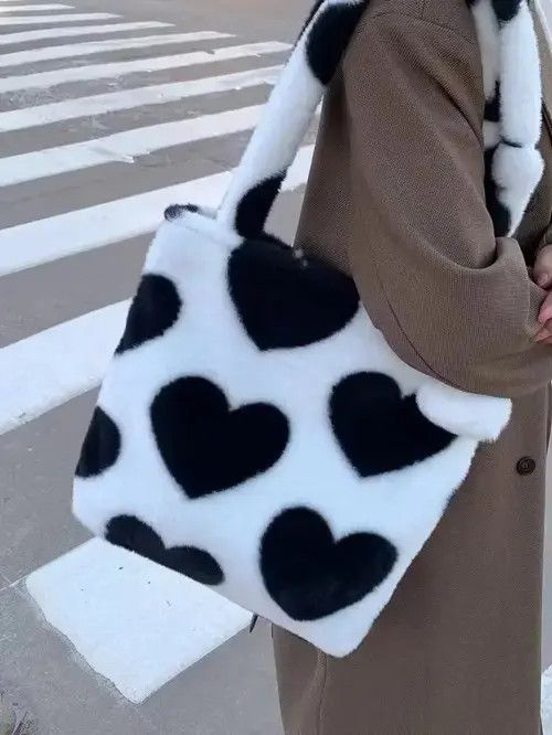 Tote Bag Vintage Japananese Brand Heart in Black, Men's