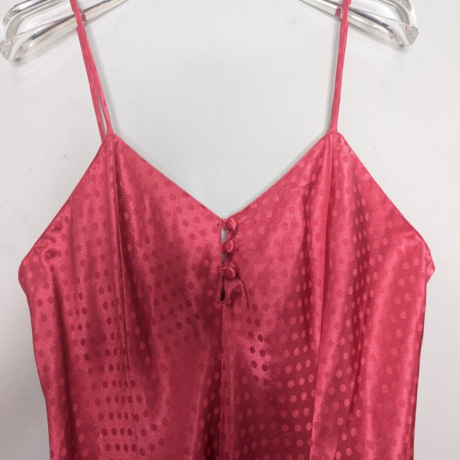 Vintage Vintage Pink Polka Dot Pattern Satin Slip Dress Buttons Size L / US 10 / IT 46 - 4 Thumbnail
