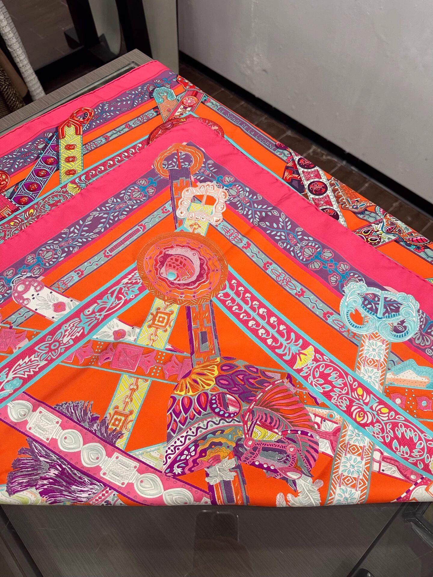 Hermes Hermes Unicorn Song Red Silk Scarf 90x90 New Boxed Size ONE SIZE - 5 Thumbnail