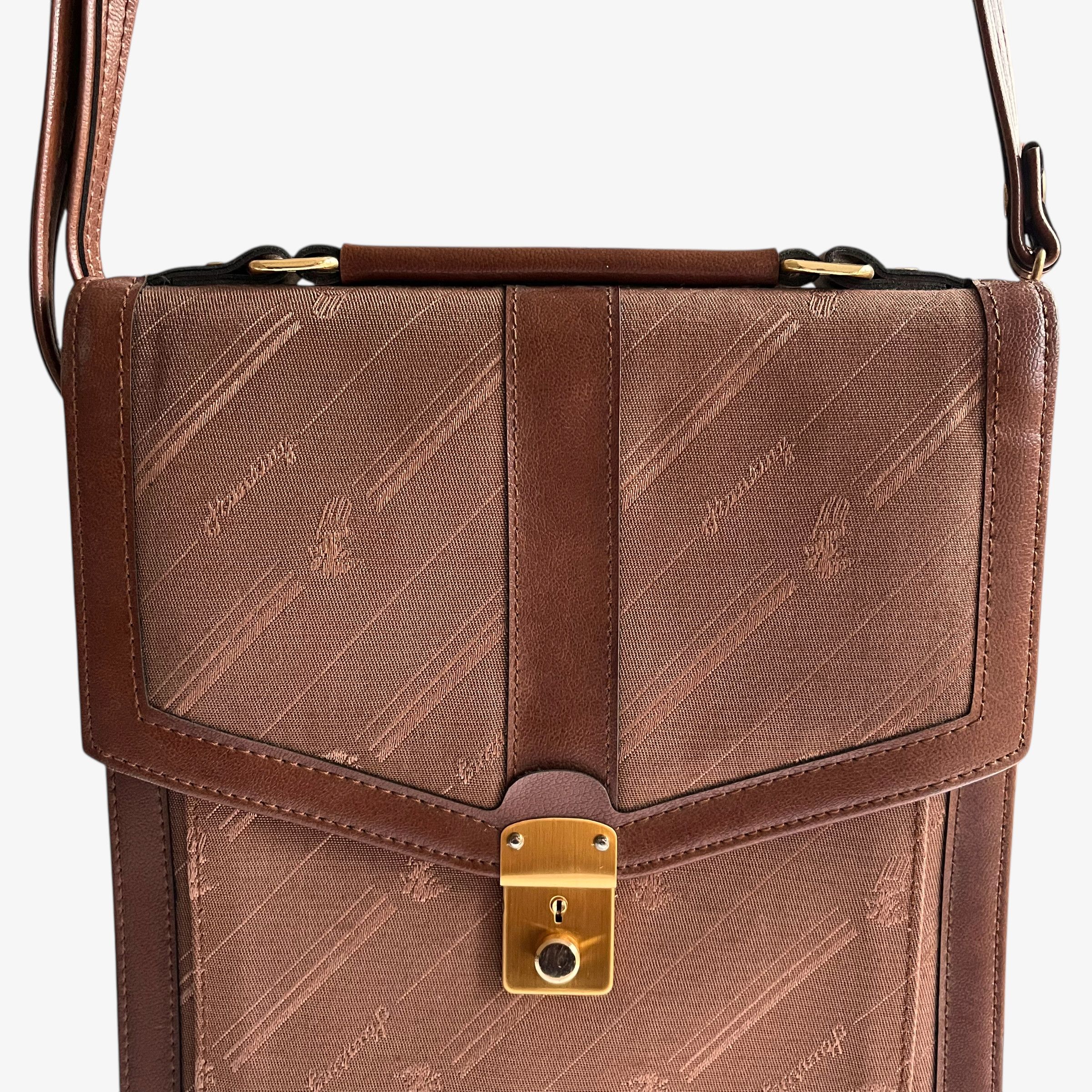 Other Vintage 1970s Knight Monogram Print Leather Messenger Bag Size ONE SIZE - 6 Thumbnail