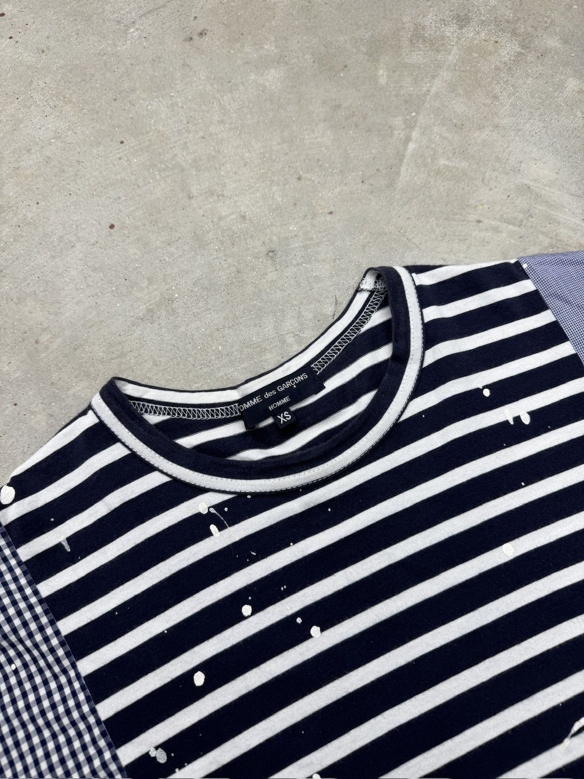 Comme des Garcons Homme CDG Homme Paint Splatter Patchwork Striped Shirt Size US XS / EU 42 / 0 - 3 Thumbnail