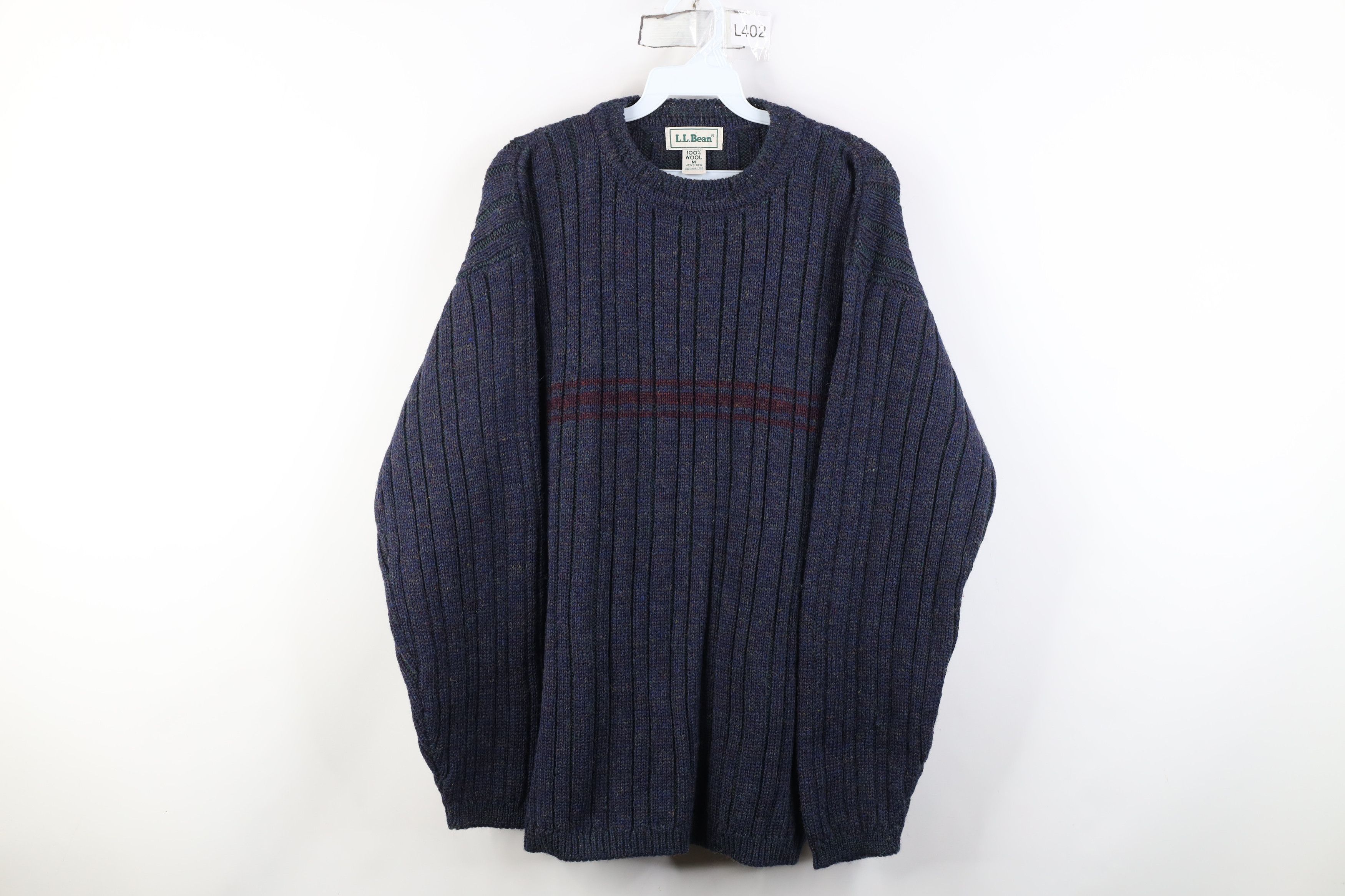 Vintage 70s LL Bean Wool Ribbed Knit Crewneck Sweater