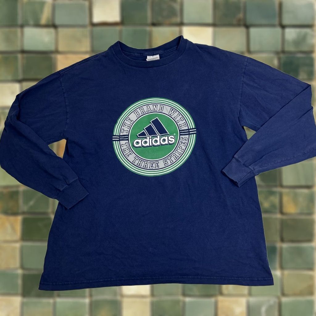 Adidas Adidas Long Sleeve T Shirt Men L Blue Center Logo Made In USA Vtg Mens Regular USA Logo Size US L / EU 52-54 / 3 - 1 Thumbnail