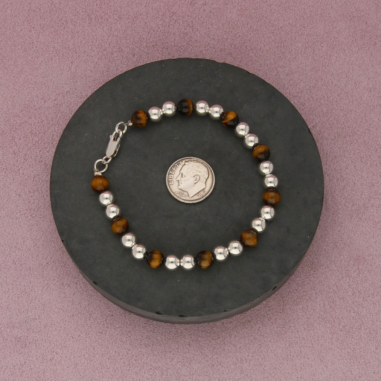 Sterling Silver sterling silver tigers eye bead bracelet size 6.75in Size ONE SIZE - 2 Thumbnail