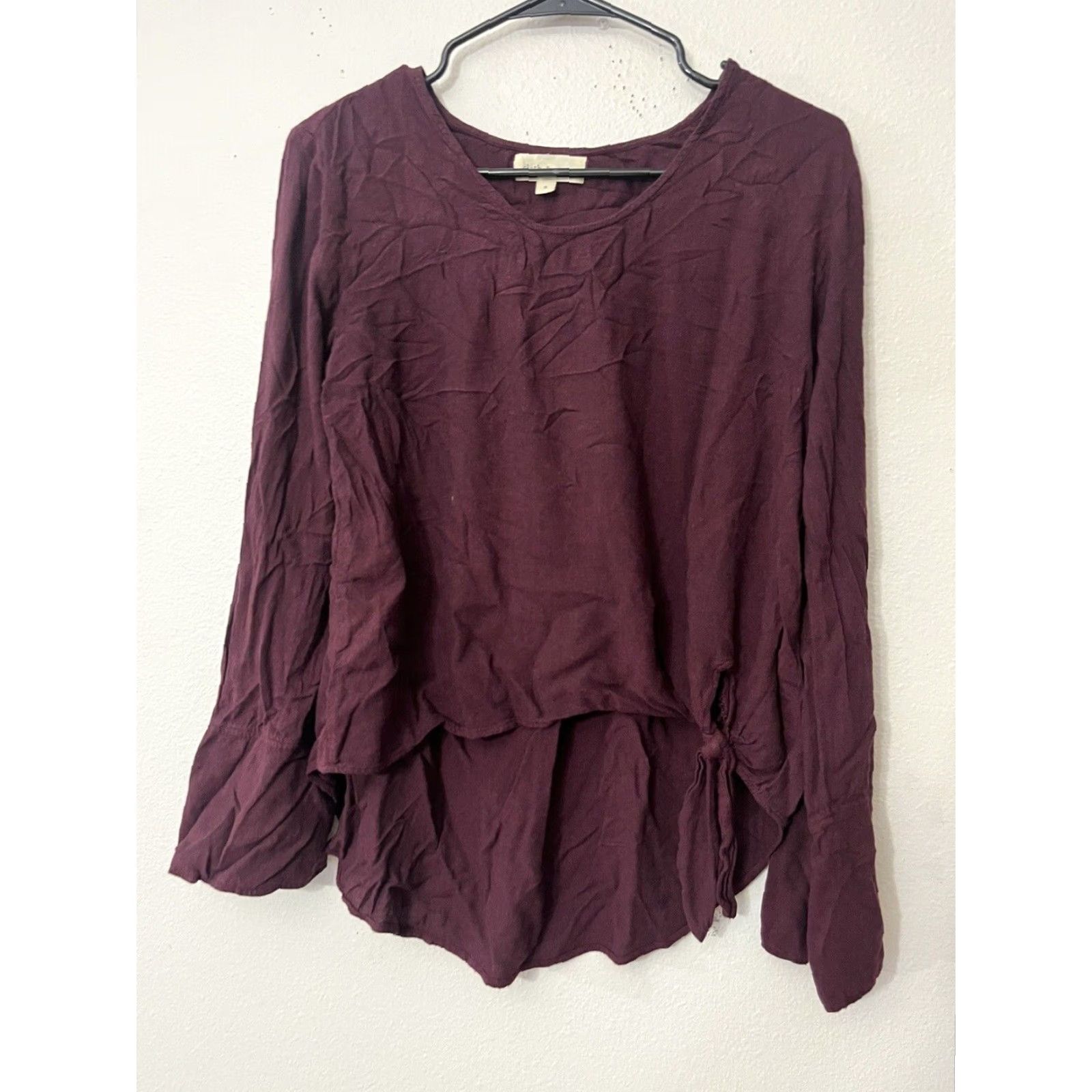 CLOT Cloth & Stone Maroon Crew Neck Long Sleeve Tunic Shirt Top Women Size Small Size S / US 4 / IT 40 - 2 Thumbnail