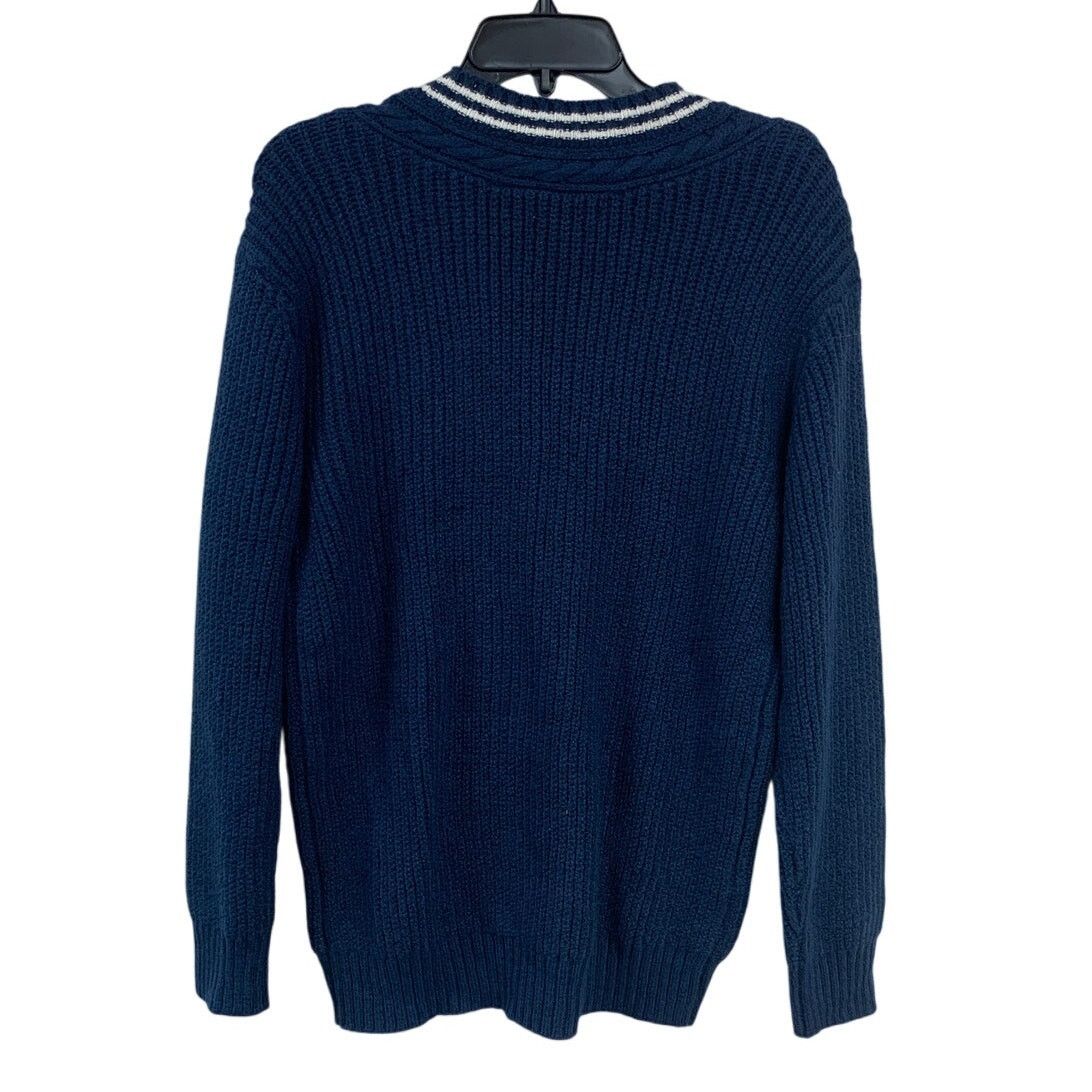 American Eagle Outfitters New AEO Womens XS Navy Blue Long Sleeve V Neck Knit Sweater Size XS / US 0-2 / IT 36-38 - 3 Thumbnail
