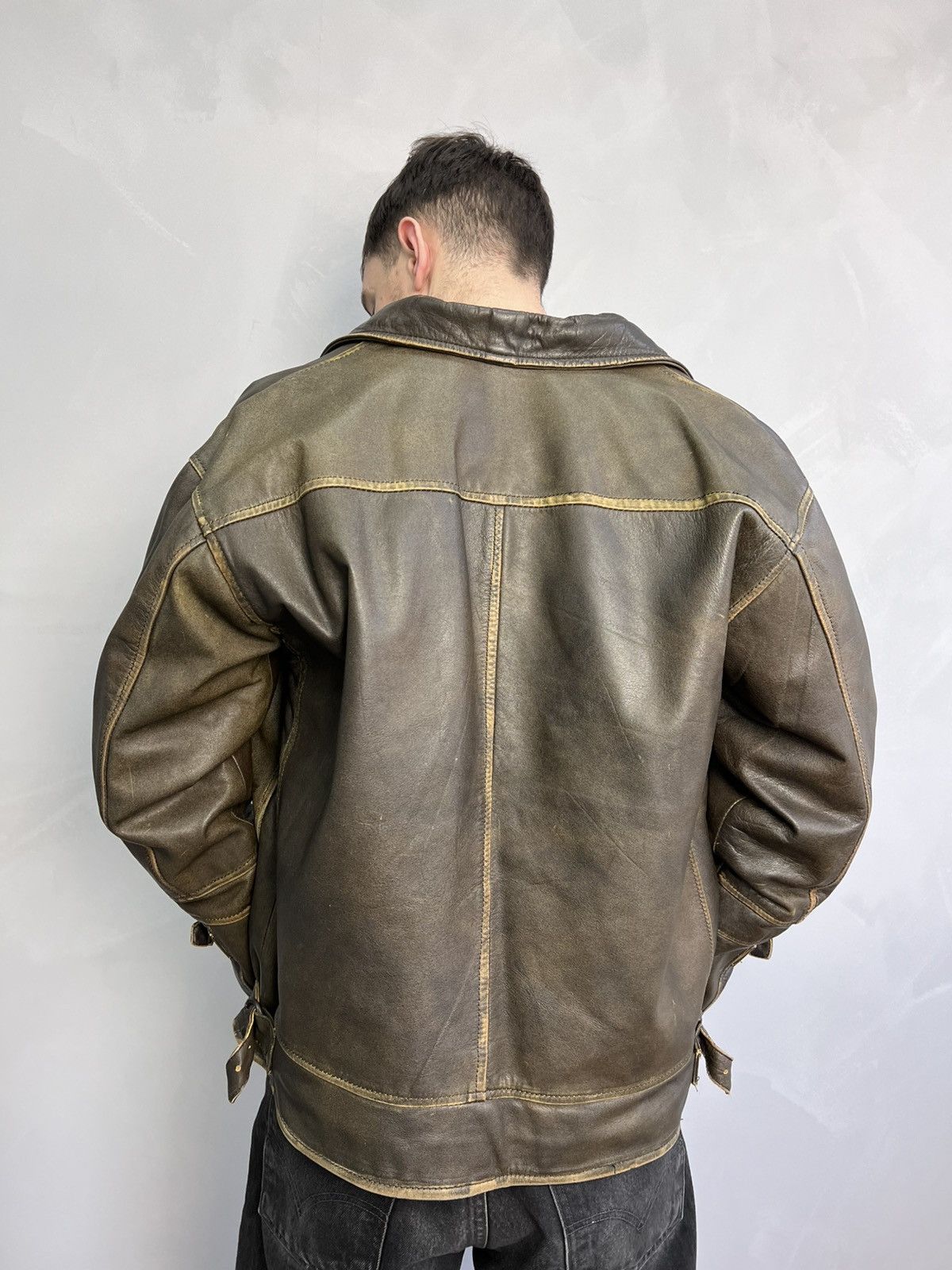 Harley Davidson × Vintage 90s Vintage Grunge Distressed Biker Leather Jacket Size US M / EU 48-50 / 2 - 9 Thumbnail
