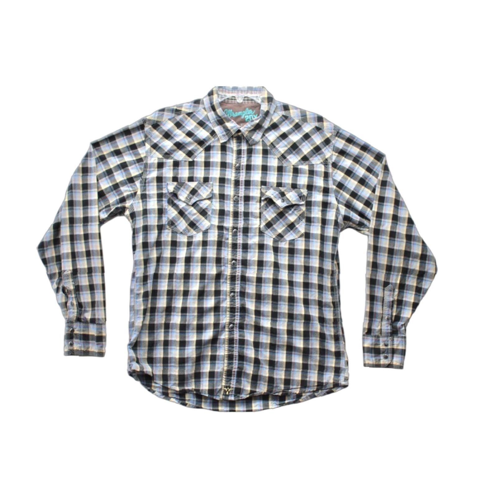 Wrangler VINTAGE Wrangler 20X Western Shirt Men's Large Pearl Snap Black Plaid Cowboy Rodeo Work Size US L / EU 52-54 / 3 - 1 Thumbnail