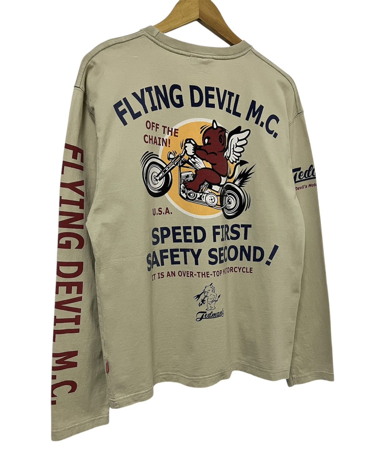 Japanese Brand TED COMPANY TED MAN FLYING DEVIL M.C. RACING LOGO TSHIRT Size US L / EU 52-54 / 3 - 10 Thumbnail