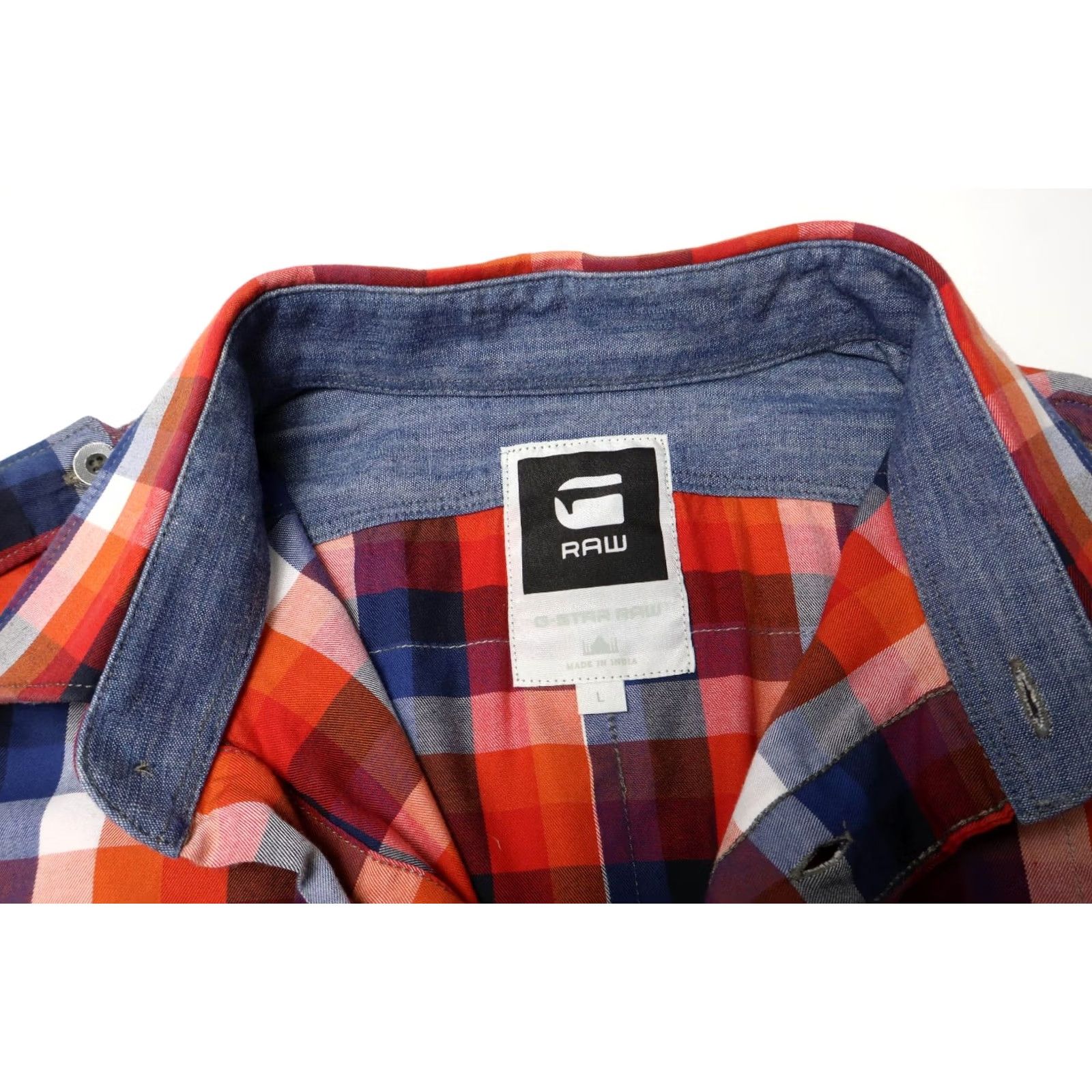 G-Star G-STAR Tunnel Louis Shirt Men's LARGE Red/Blue Checked Pocket Logo Size US L / EU 52-54 / 3 - 7 Thumbnail