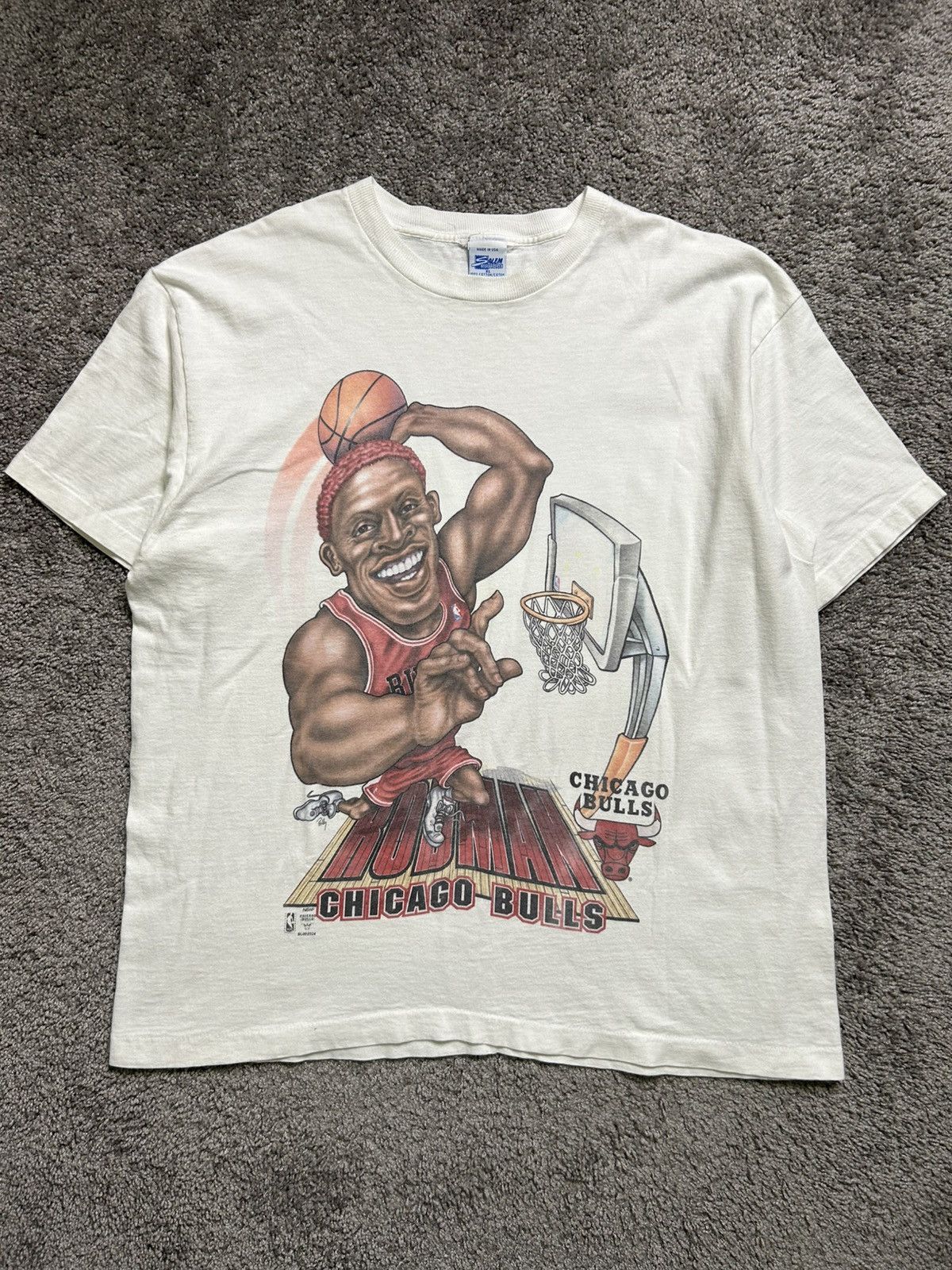 Vintage Vintage 90s Dennis Rodman Chicago Bulls Caricature Tee Salem Size US XL / EU 56 / 4 - 1 Thumbnail