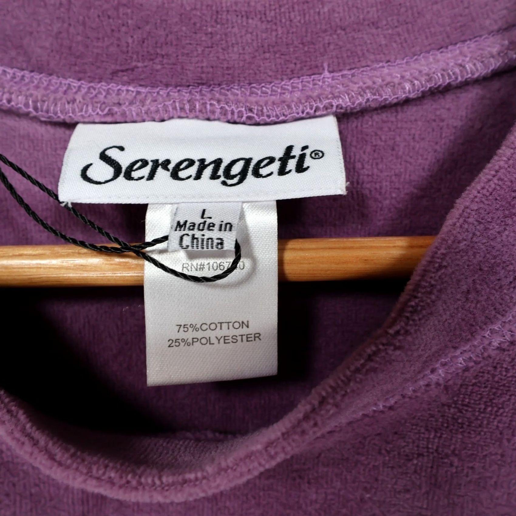 Velour Serengeti Velour Pullover Womens Large Purple Long Sleeve Pocket Top Size L / US 10 / IT 46 - 7 Thumbnail