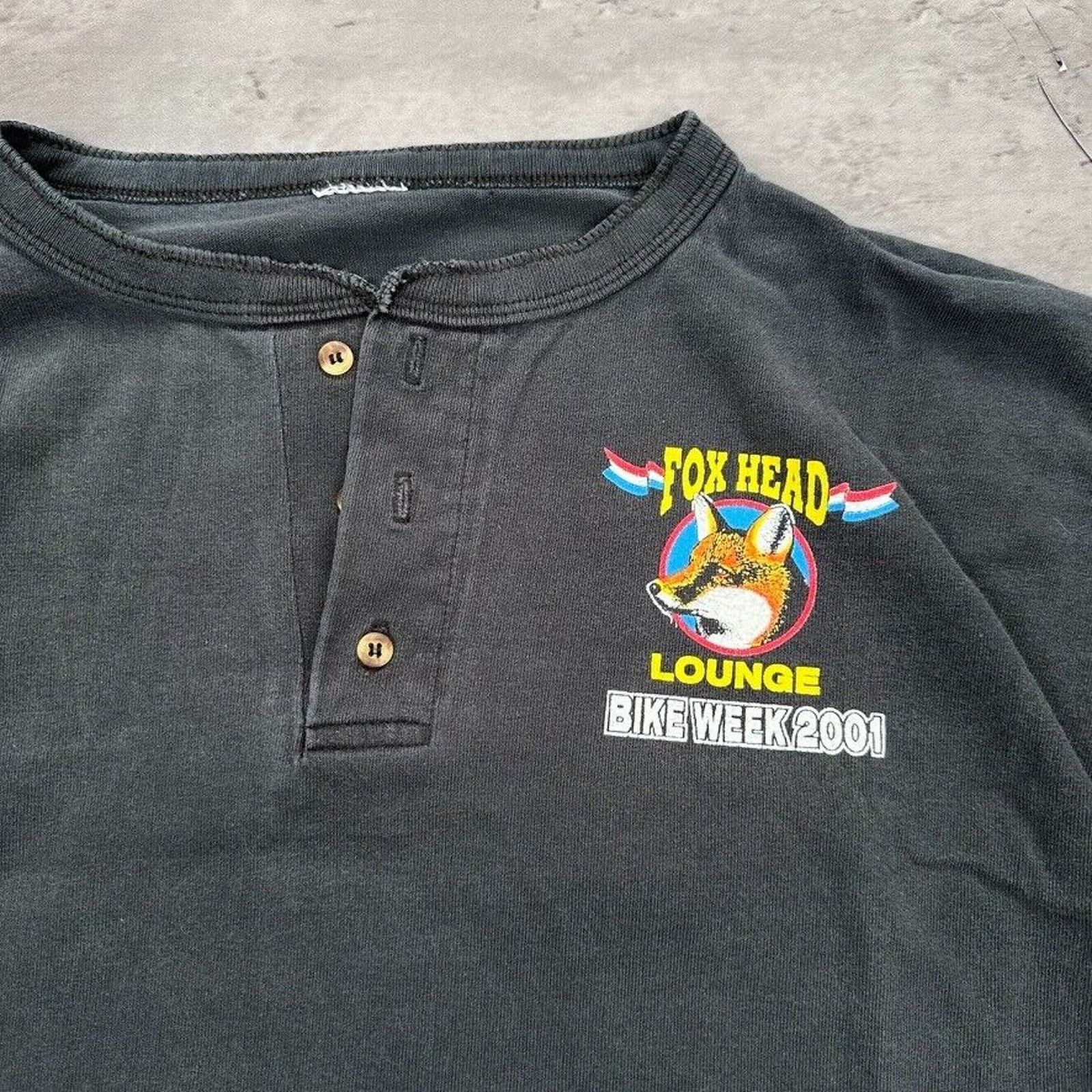 Vintage Vintage Fox Head Bike Week Flame Long Sleeve Henley Shirt Size US XL / EU 56 / 4 - 3 Thumbnail