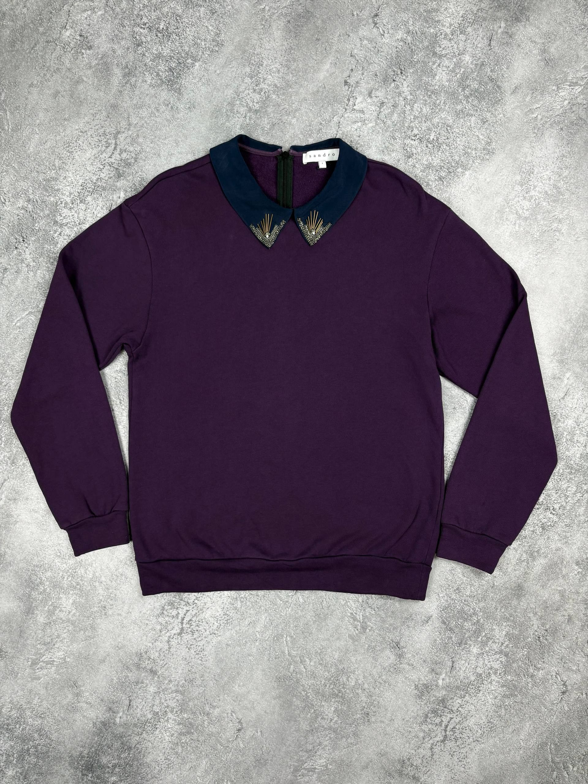 Sandro Sandro Purple sweater with pearl collar size 1 Italy Size M / US 6-8 / IT 42-44 - 1 Thumbnail