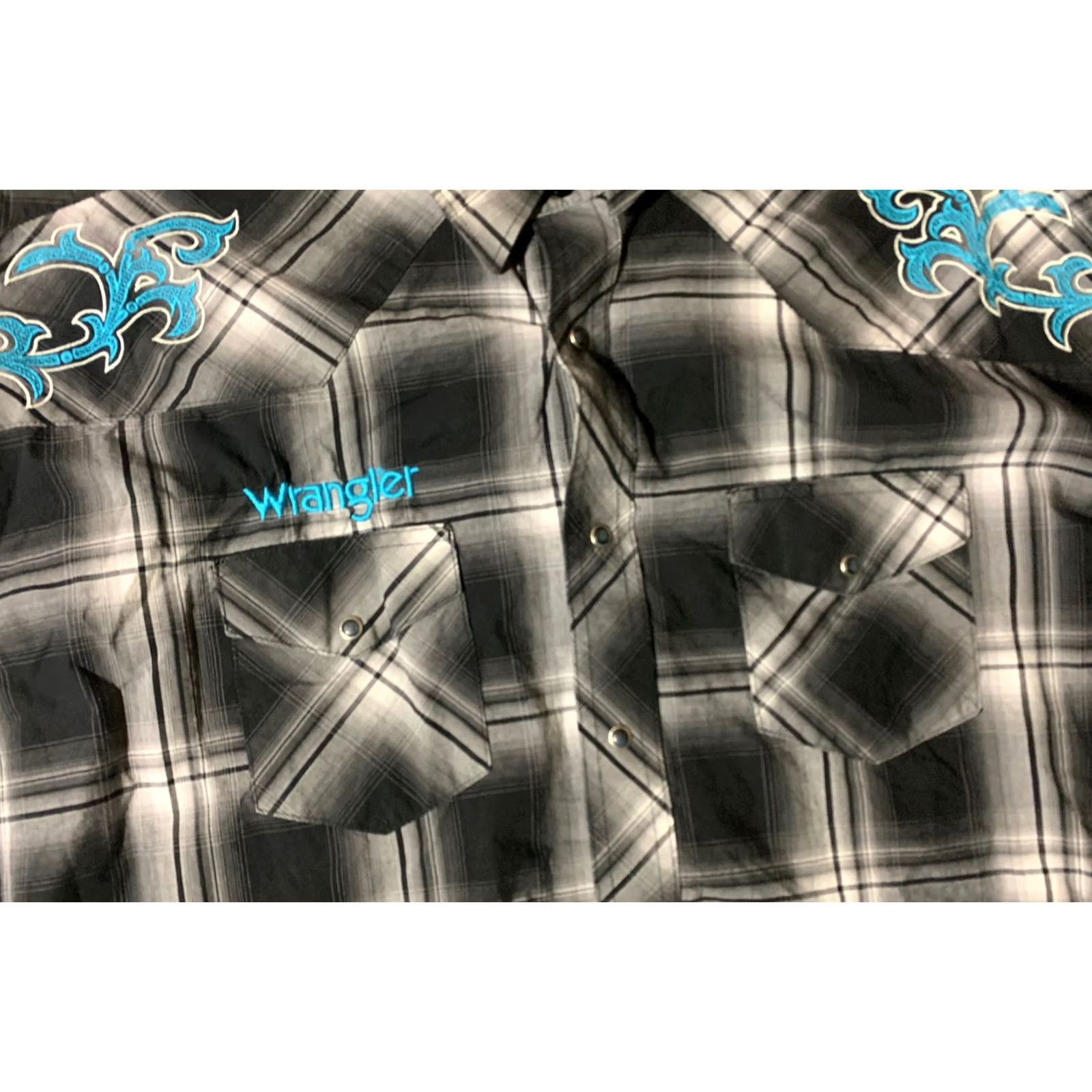 Wrangler Wrangler Mens Plaid Western Shirt 2XL Extra Large Embroidered Rodeo Pearl Snap Size US XXL / EU 58 / 5 - 2 Thumbnail