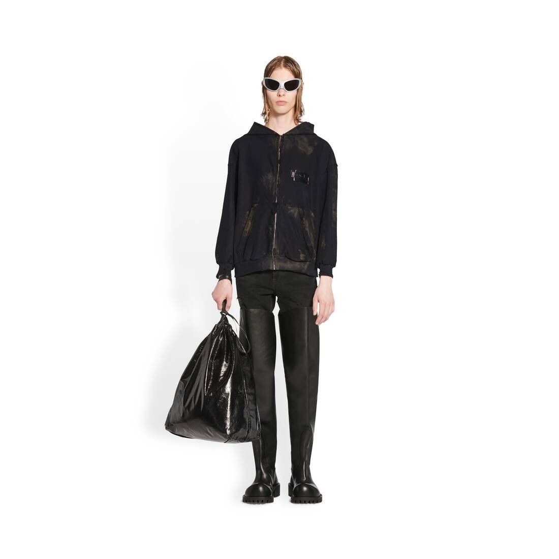 Balenciaga o1srvl11e0925 Dup / Gaffer Zip-Up Hoodie Small Fit in Black Size US S / EU 44-46 / 1 - 2 Thumbnail