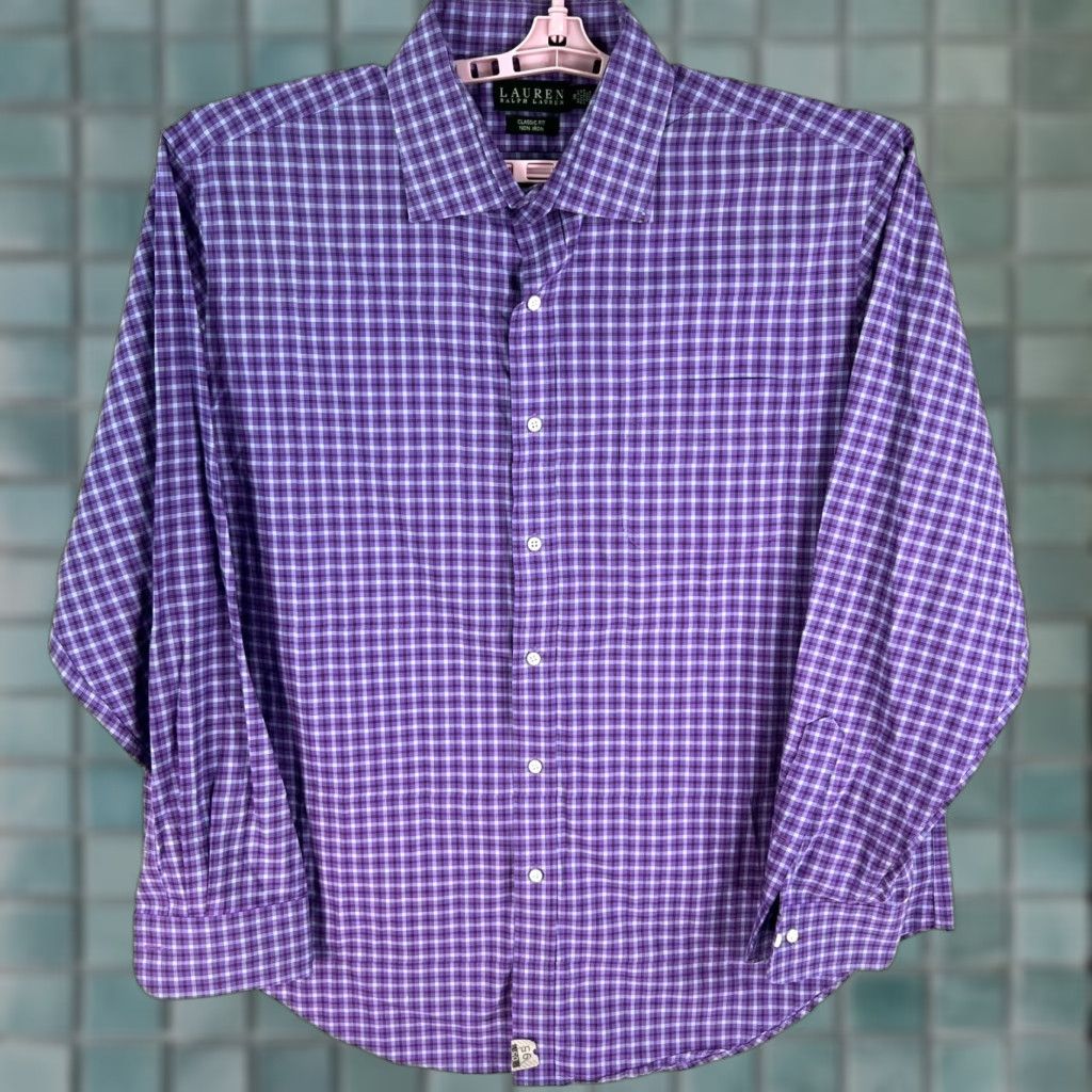Ralph Lauren Ralph Lauren Button-Up Shirt Mens 18/36 Purple Check Non-Iron 54 Chest Regular Fit Long Sleeve Collared Button-Down Shirt Size US XXL / EU 58 / 5 - 1 Thumbnail