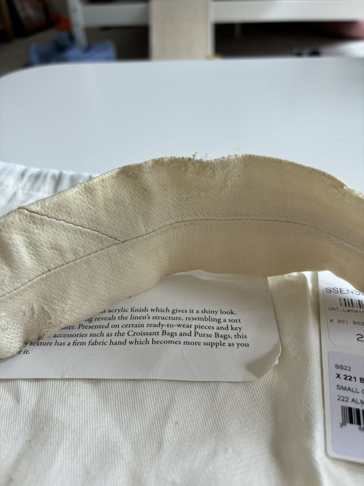 Lemaire Lemaire Small Coated Linen Canvas Croissant in “Almond Milk” Size ONE SIZE - 9 Thumbnail