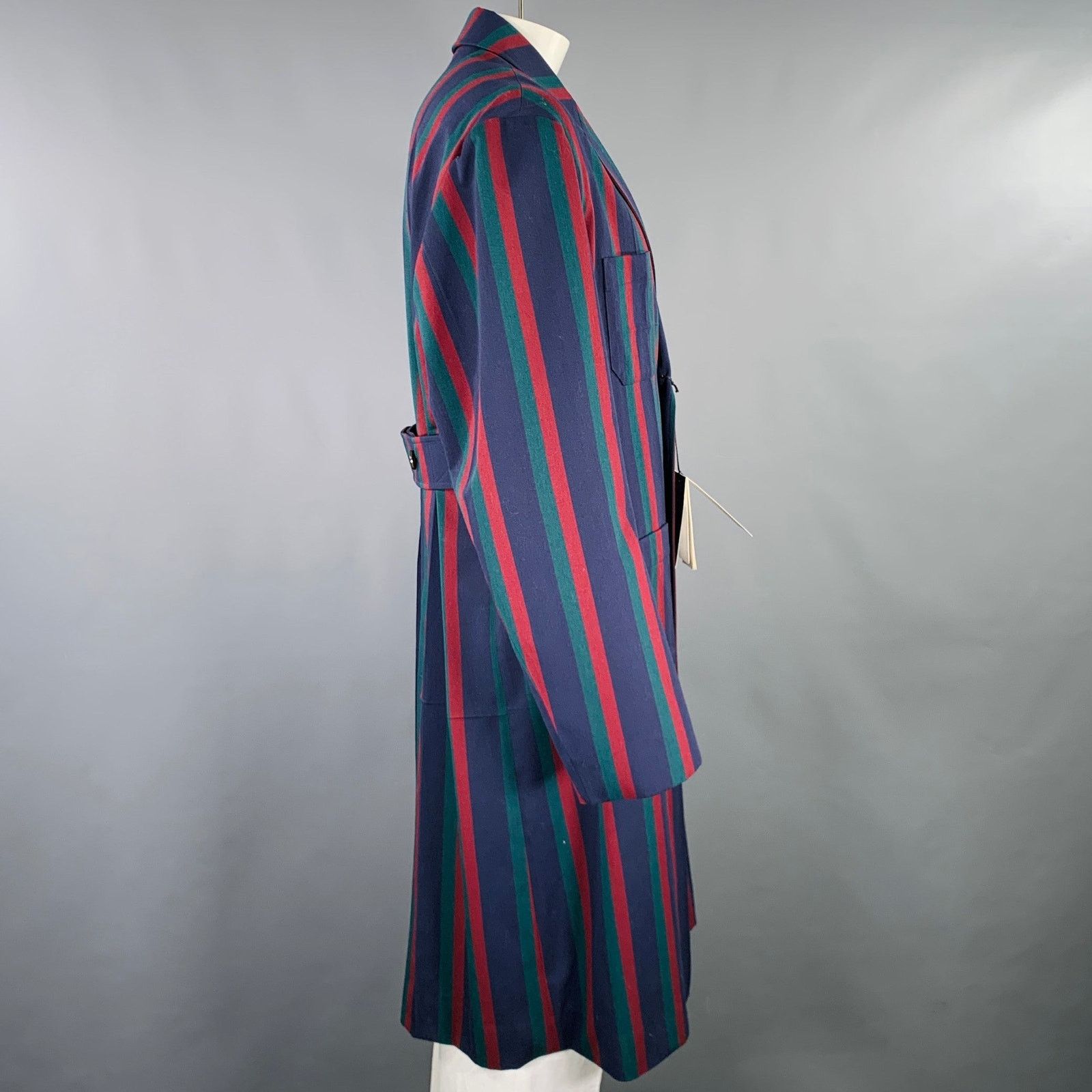 Gucci GUCCI 2019 Size 42 Black Burgundy Stripe Wool Overcoat Size US L / EU 52-54 / 3 - 4 Thumbnail