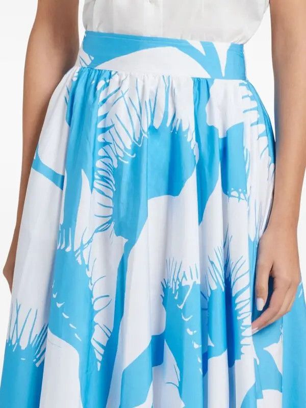 Salvatore Ferragamo o1s1rm0126 Venus Graphic-print Cotton Skirt in Blue/White Size 26" / US 2 / IT 38 - 5 Thumbnail