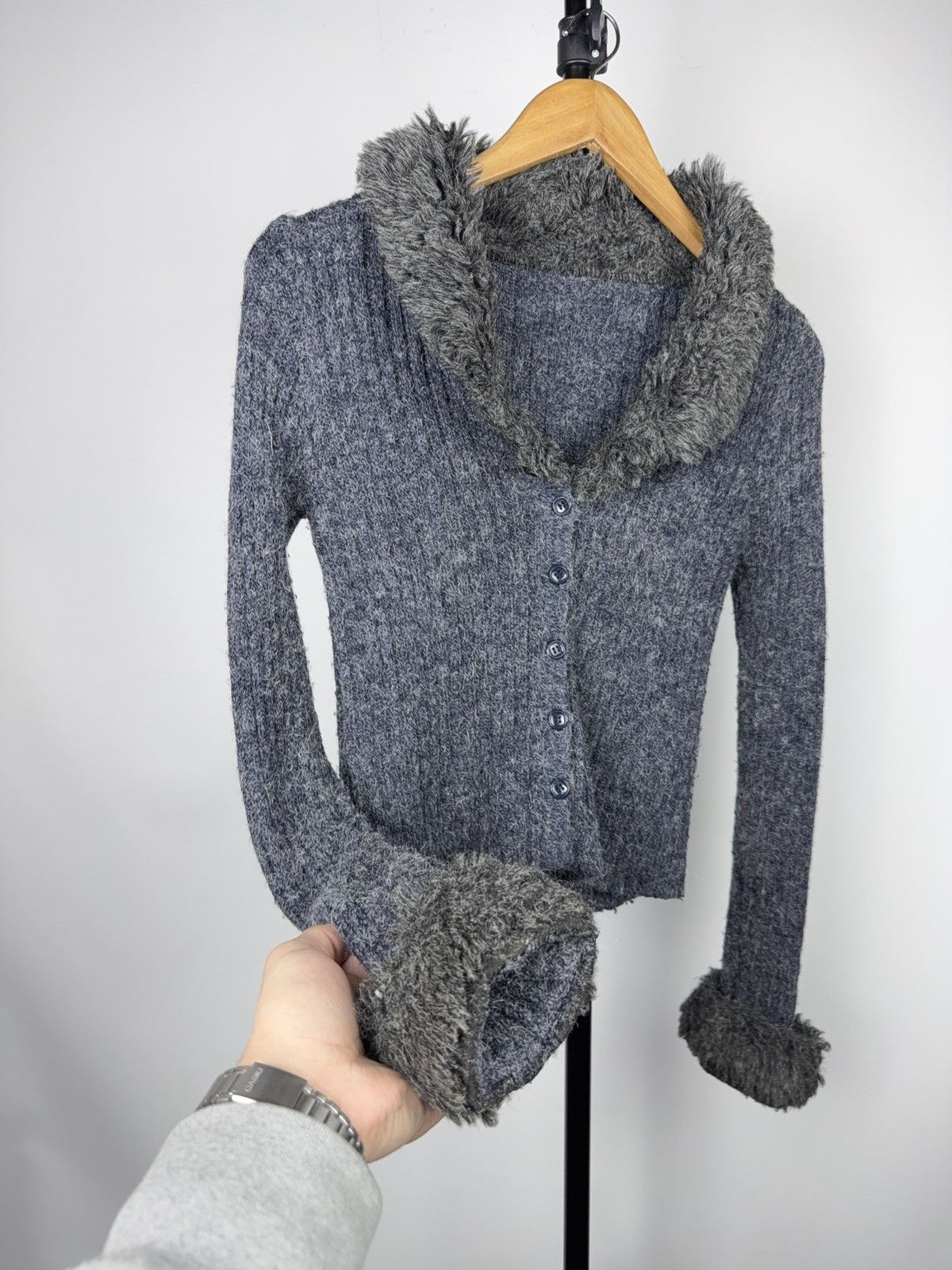 If Six Was Nine Y2K Faux Fur Trim Knit Retro Cardigan If Six Was Nine Style Size S / US 4 / IT 40 - 3 Thumbnail