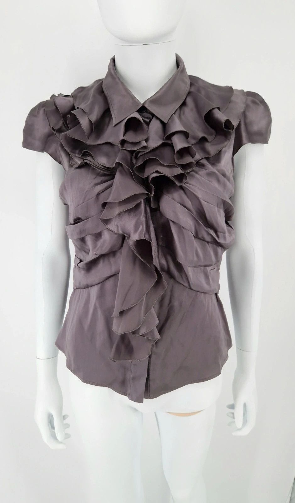 Prada Prada Ruffle Silk Blouse Avant Garde Size M / US 6-8 / IT 42-44 - 4 Thumbnail
