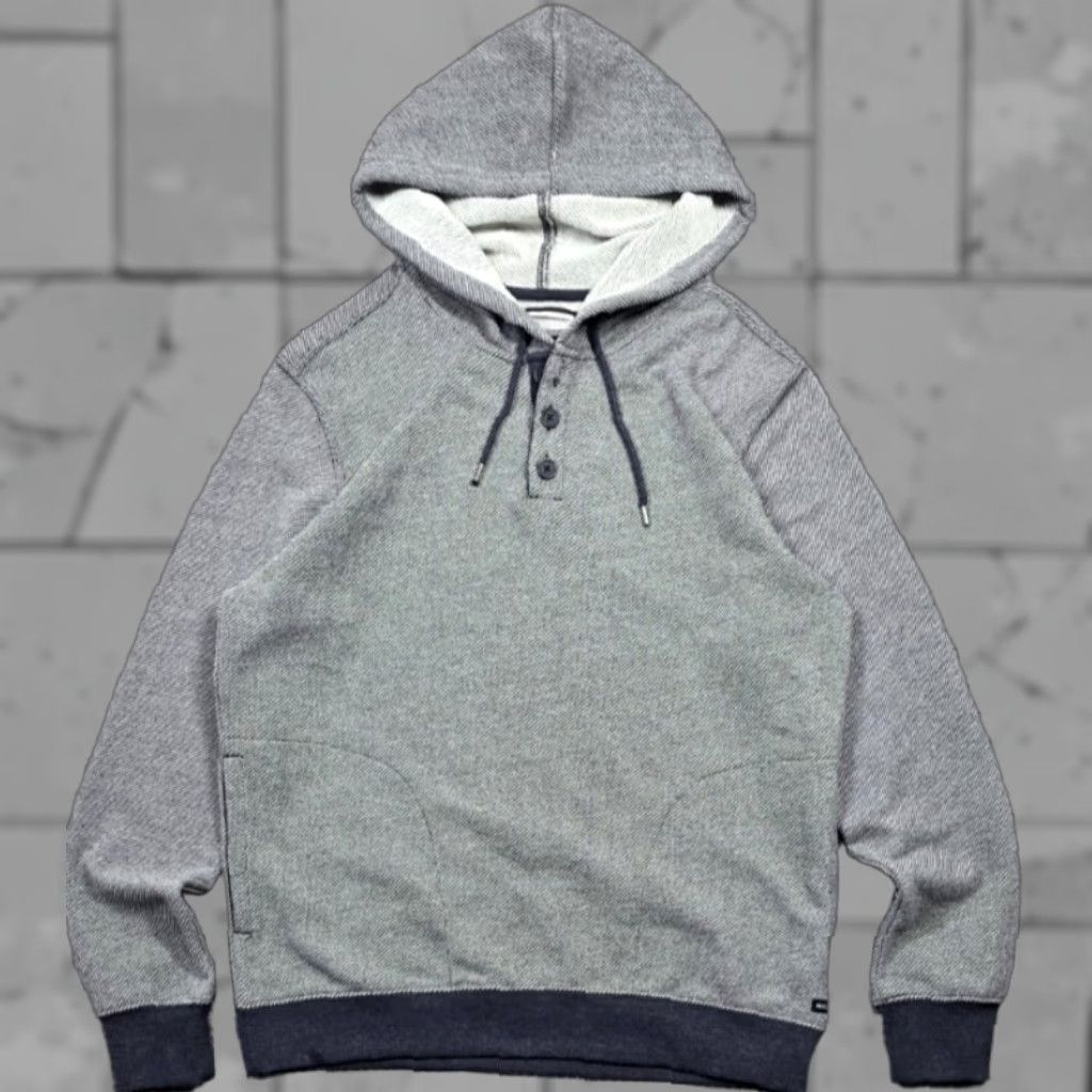 RVCA RVCA Men's Henley Hoodie Sweatshirt Hooded Button 3 Buttons Multicolor Logo Embroidered Hip Hop Shirt Hoodie Mens M Size US M / EU 48-50 / 2 - 1 Thumbnail