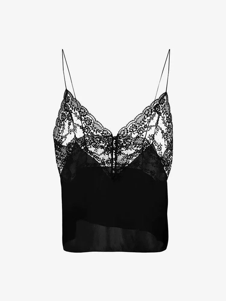 Saint Laurent Paris Saint Laurent Black Lace Camisole Size S / US 4 / IT 40 - 1 Thumbnail