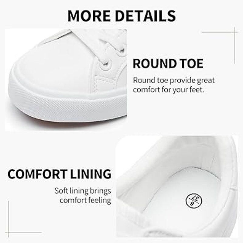 Other Sernial Women's Size 8 White Faux Leather Lace-Up Sneakers Size US 8 / IT 38 - 3 Thumbnail