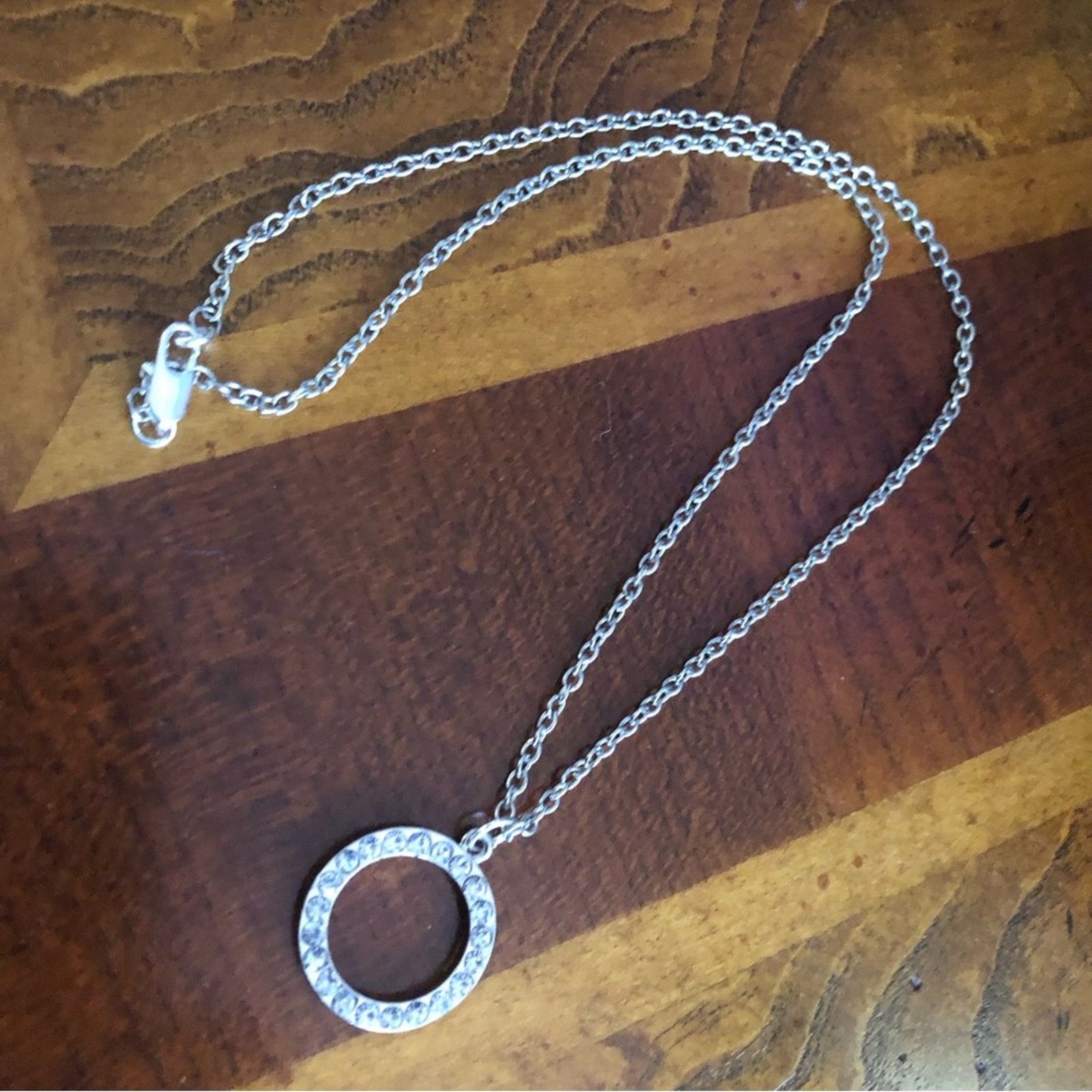 Jewelry Clear rhinestone ring pendant on chain necklace Size ONE SIZE - 9 Thumbnail