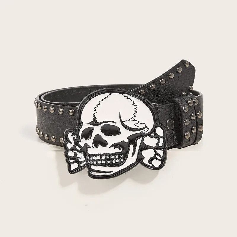 Oakley × Vintage Vintage y2k Oakley Skull Belt Silver Black | Grailed