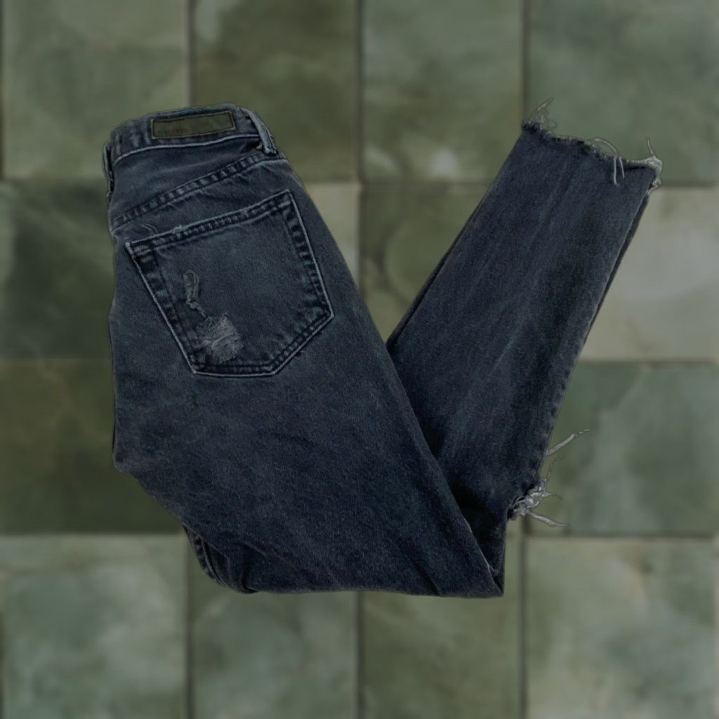 GRLFRND Grlfrnd Womens Black Distressed Skinny Jeans 24 High Waist Size 42" / US 20 - 1 Thumbnail