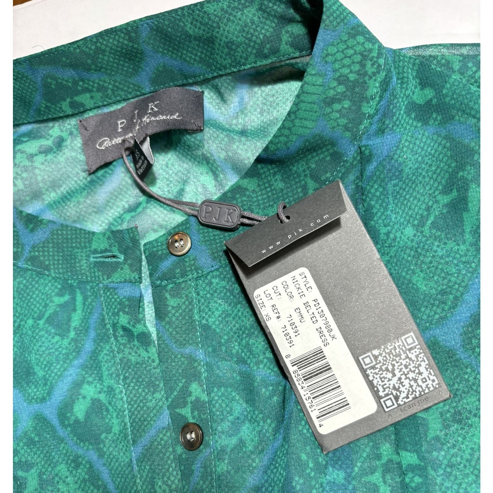 Other NWT Patterson J Kincaid PJK Dress Teal Snakeskin Sheer XS Size XS / US 0-2 / IT 36-38 - 9 Thumbnail