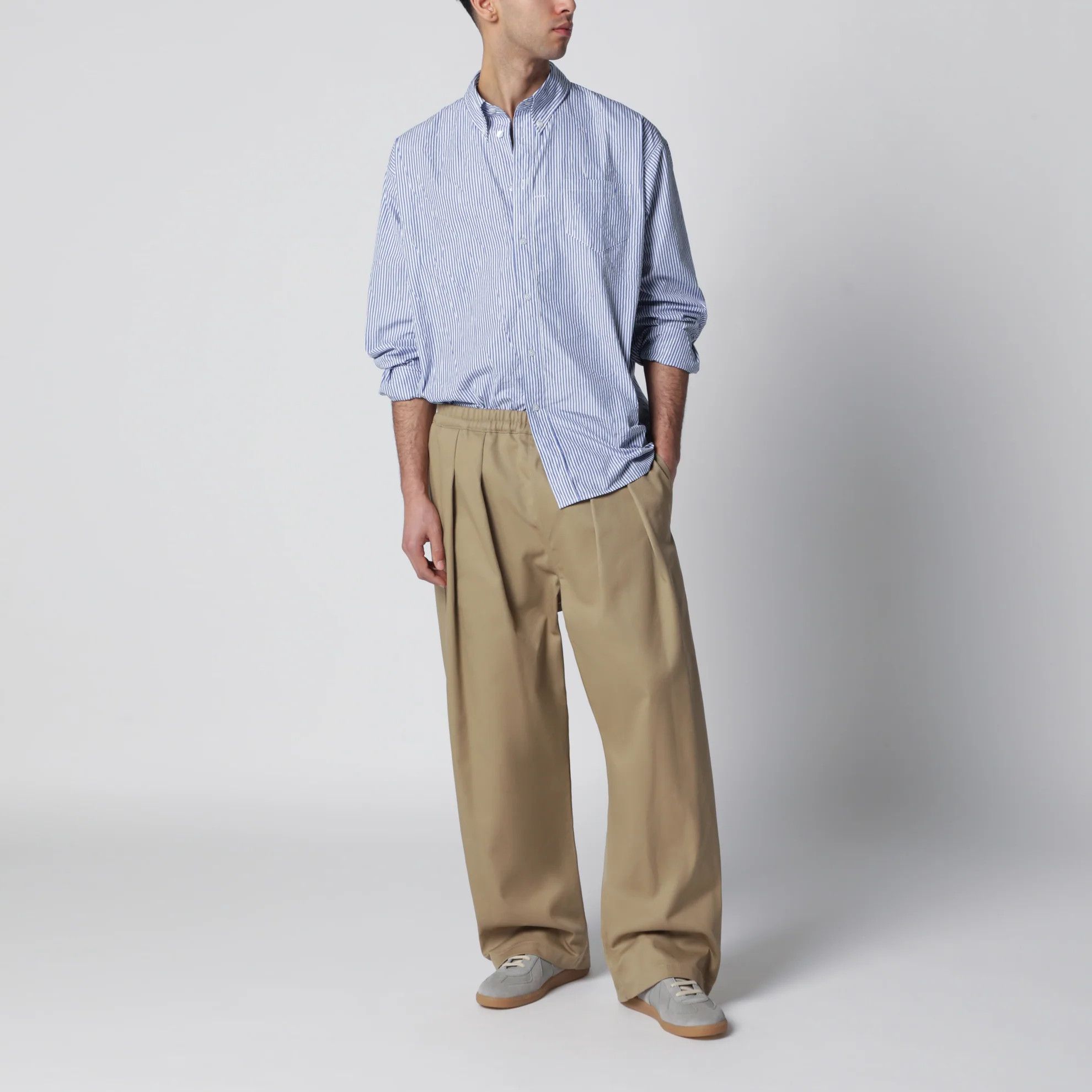 Maison Margiela o1d2blof0526 Low-crotch Cotton Trousers in Beige Size US 34 / EU 50 - 2 Thumbnail
