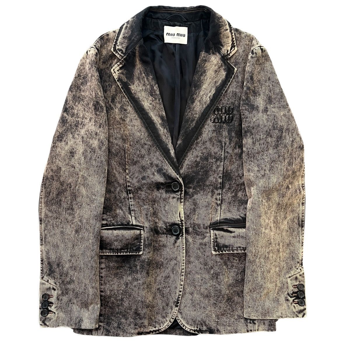 Miu Miu MIU MIU 2023SS Marbleized Garment-dyed Gabardine Jacket Size US XXS / EU 40 - 1 Thumbnail