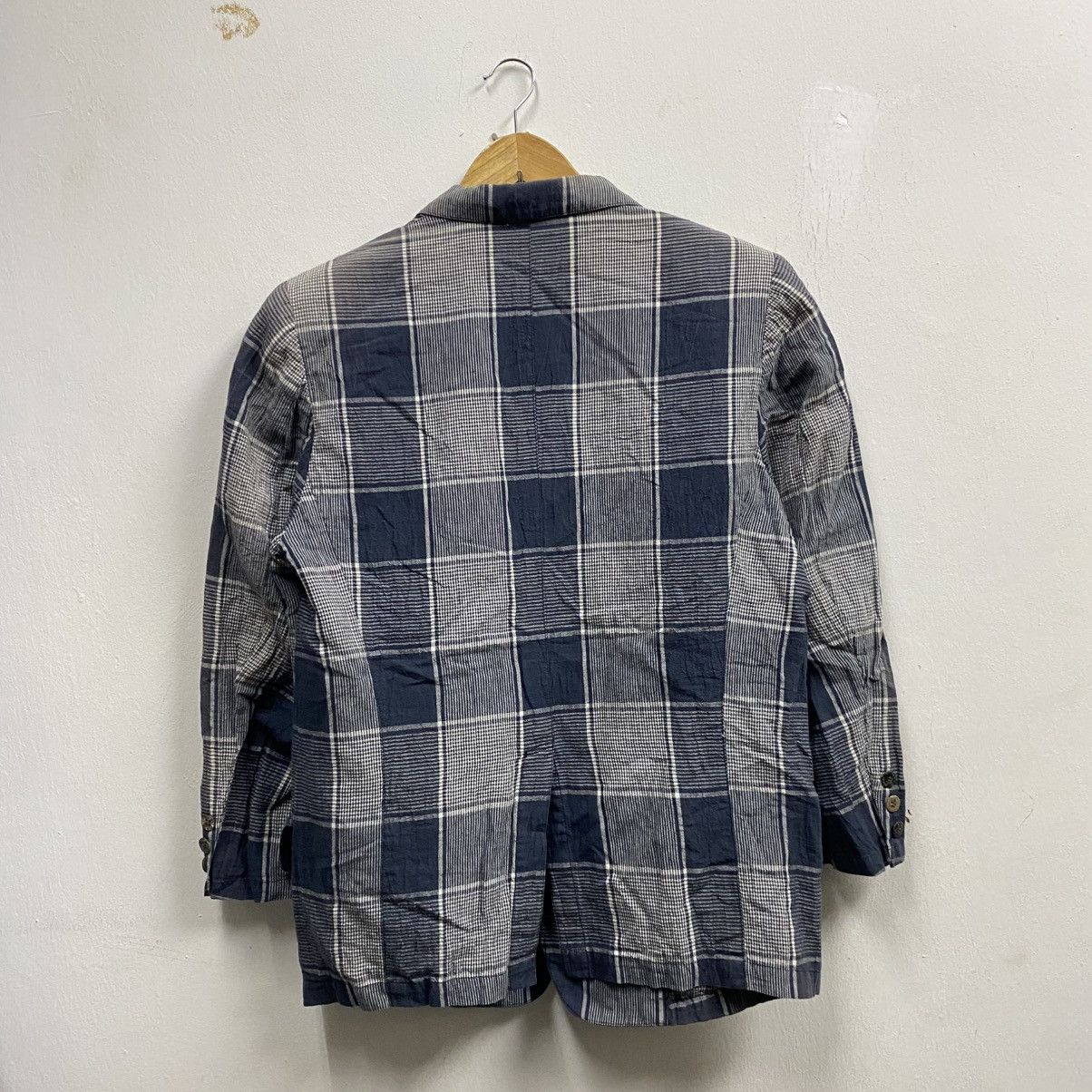 Issey Miyake vintage I.S. Issey Miyake gingham light layer blazer jacket Size 42L - 2 Thumbnail