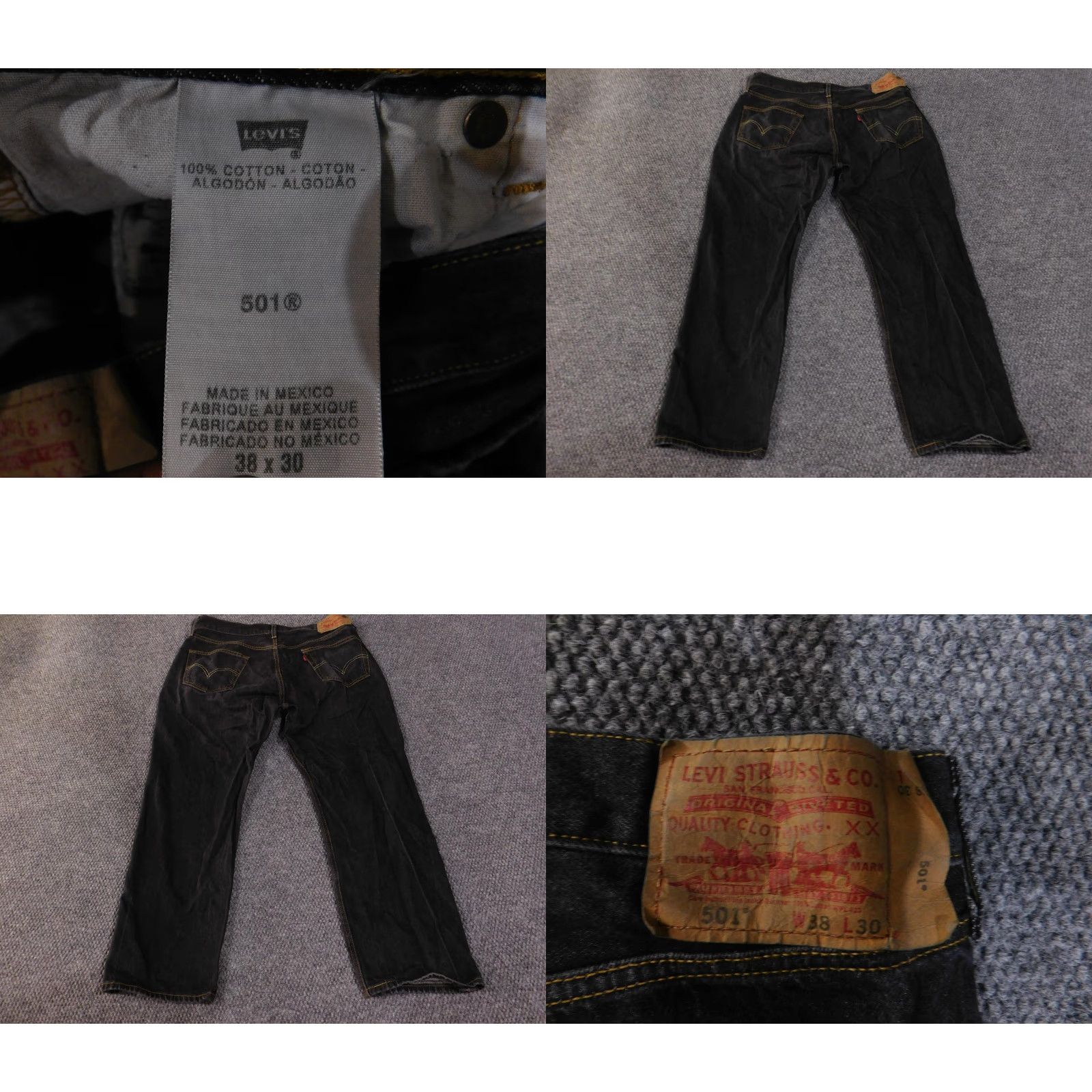 Levi's Levi's 501 Jeans Mens 38x30 Black Denim Straight Leg Button Fly Classic Fit Size US 38 / EU 54 - 8 Thumbnail