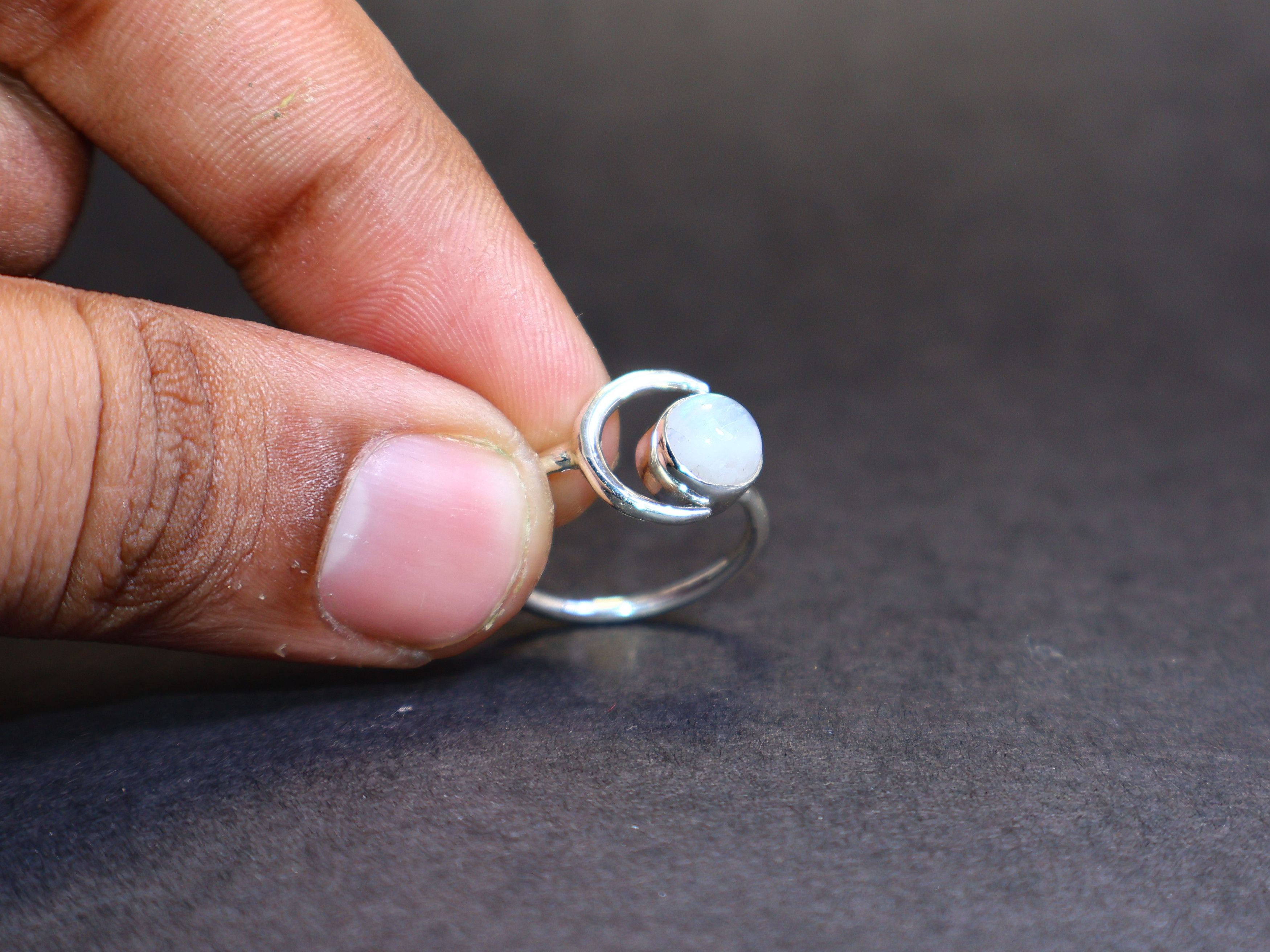 Handmade Rainbow Moonstone Ring, 925 Sterling Silver, Handmade Rings, Size ONE SIZE - 7 Thumbnail