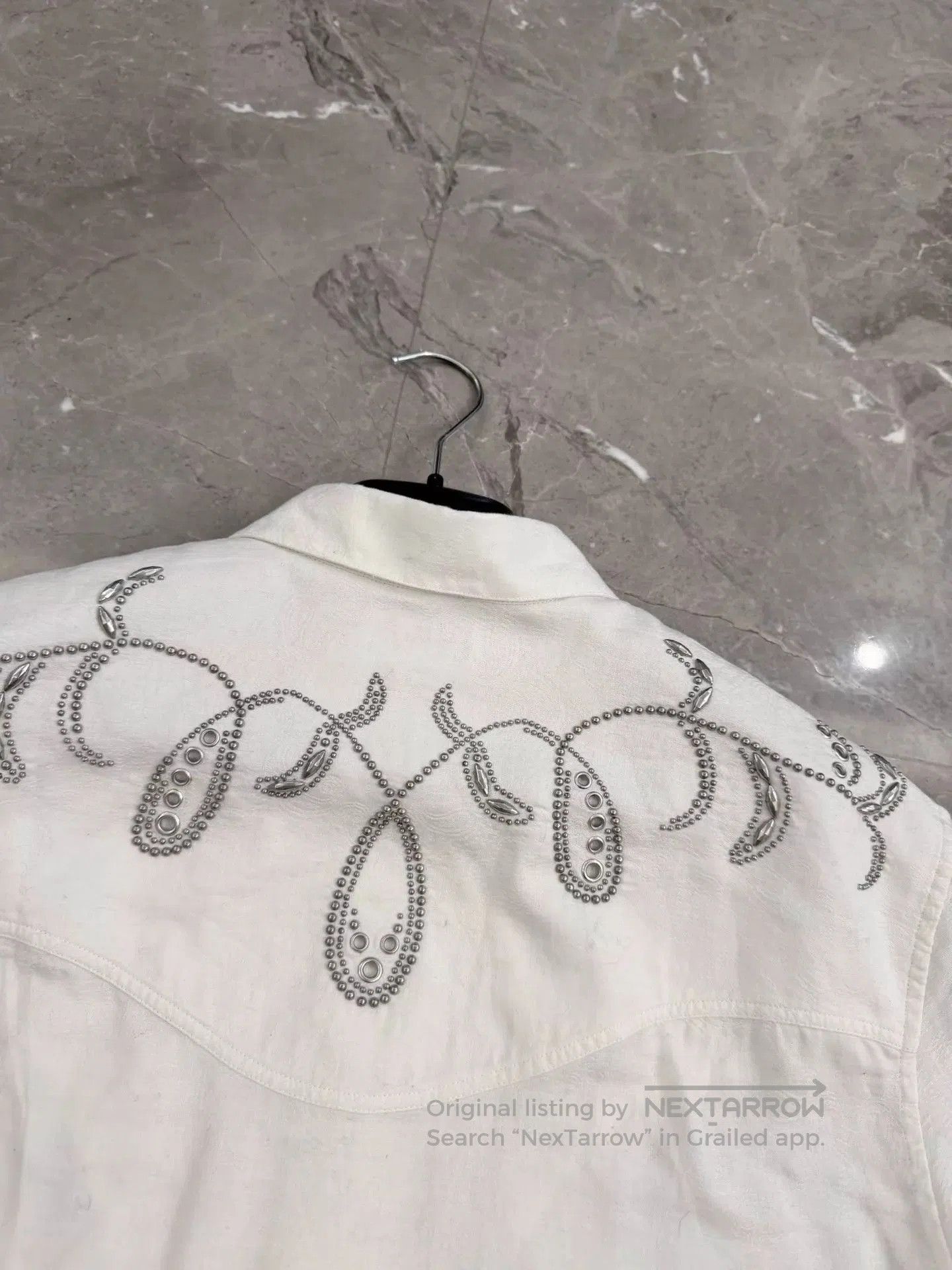 Saint Laurent Paris White Short Sleeve Embroidered Collar Shirt. Size US M / EU 48-50 / 2 - 4 Thumbnail