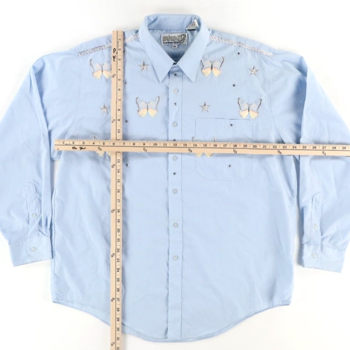 Vintage VTG Studz Connection Buttery Embroidered Button Up Shirt Blue Men's XL Size US XL / EU 56 / 4 - 3 Thumbnail
