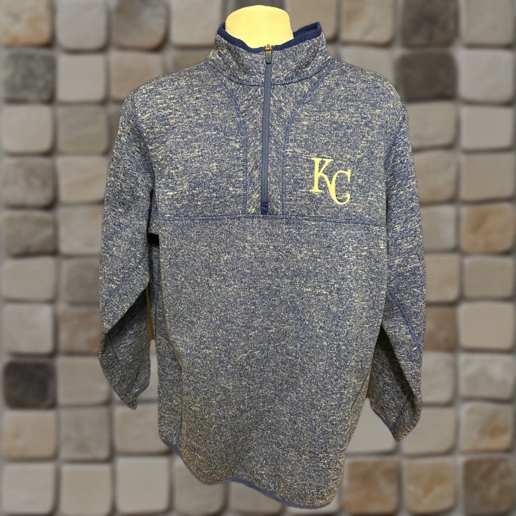Vintage Antigua Kansas City Royals 1/4 Zip Pullover Men 2XL Heather Blue Size US XXL / EU 58 / 5 - 1 Thumbnail
