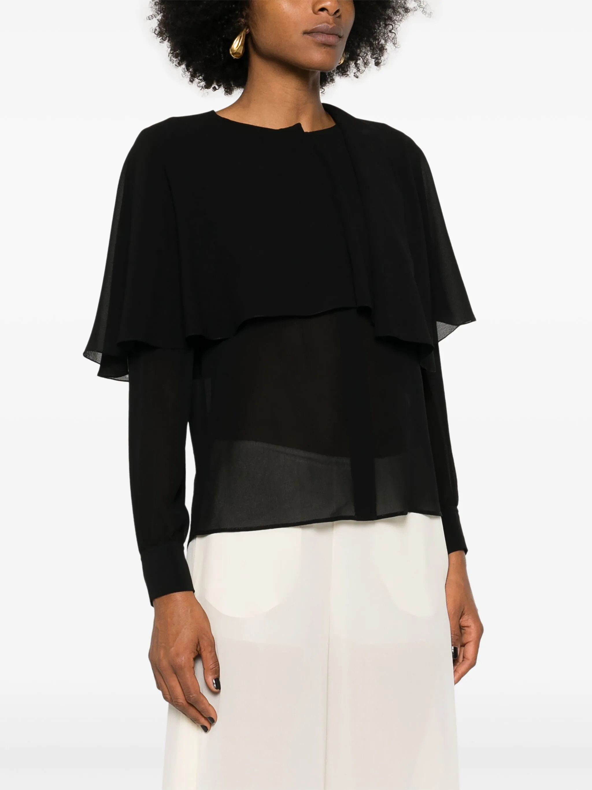 Chloe o1s22i1n0425 Silk Blouse in Black Size XS / US 0-2 / IT 36-38 - 3 Thumbnail