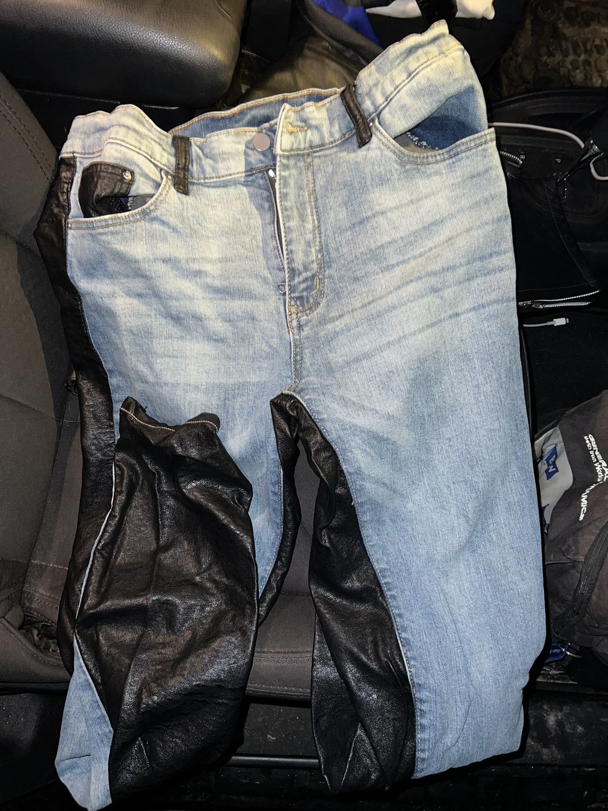 MNML MNML denim/leather pants Size US 33 - 1 Thumbnail