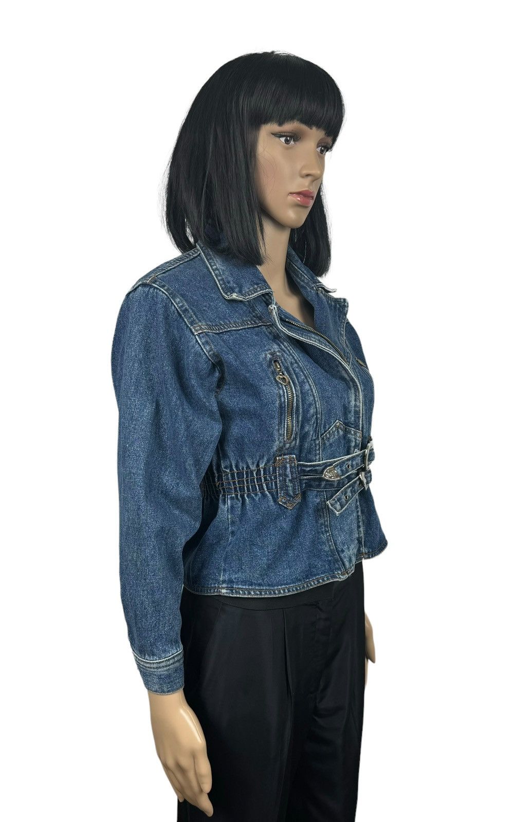 Versace Jeans Couture × Vintage Vintage Versace 1980s Denim Heart Biker Jacket size XS Size XS / US 0-2 / IT 36-38 - 4 Thumbnail