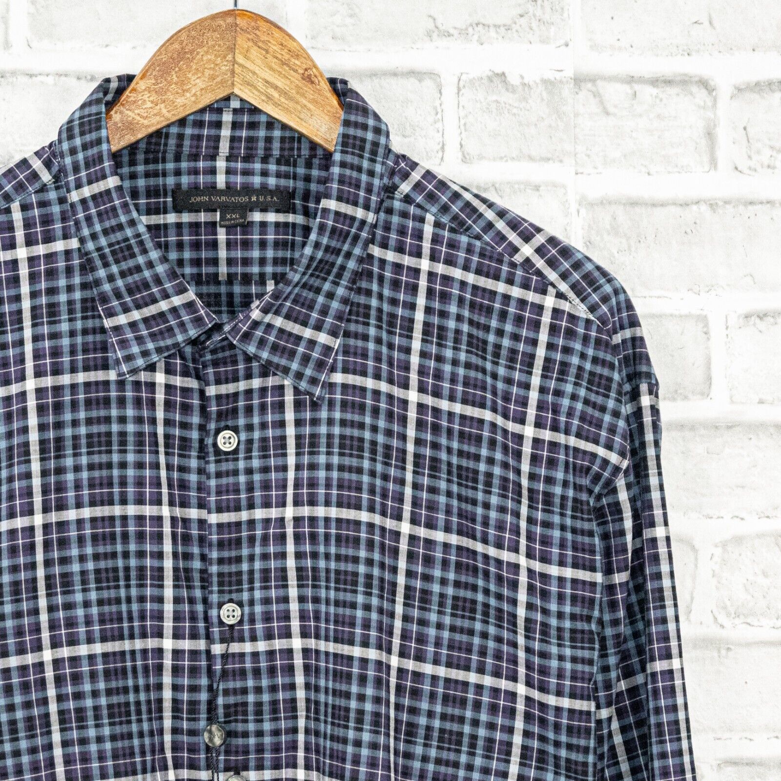 John Varvatos John Varvatos Men's Button up Shirt in Blue purple check Size US XXL / EU 58 / 5 - 4 Thumbnail