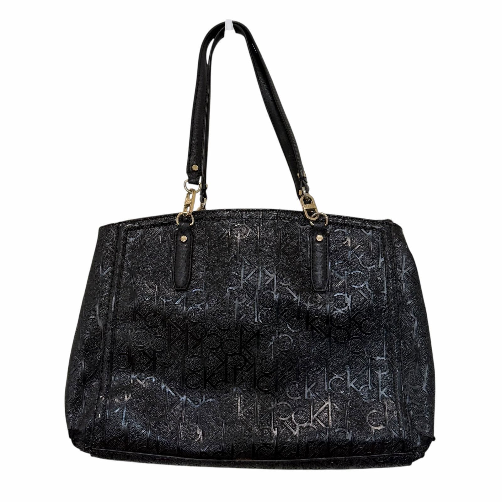 Calvin Klein Calvin Klein Black Monogram Patent Leather Handbag Size ONE SIZE - 11 Thumbnail